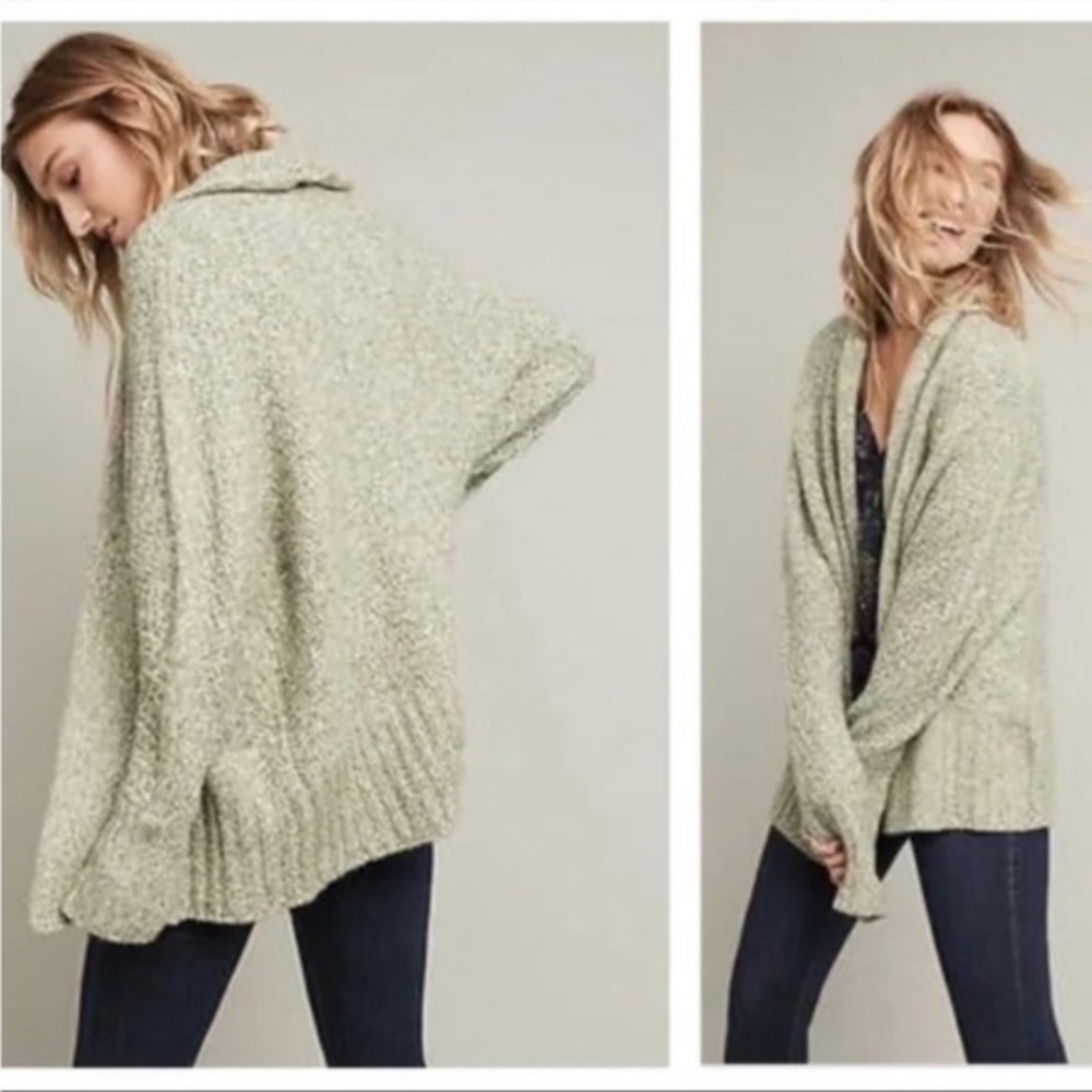 Anthropologie Angel of the North Chauvet Cardigan Green & Cream XS-S